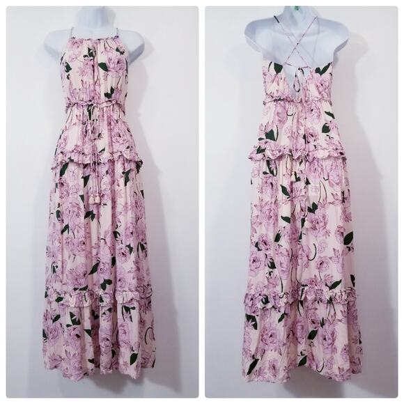 Lost + Wander Floral Print Ruffle Layered Spring Summer Maxi Dress - Picture 1 of 13